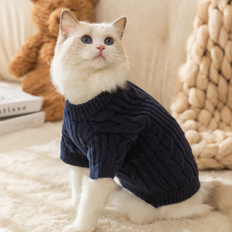 Lässiger, einfarbiger Haustierpullover – warm & fusselfrei für Katzen